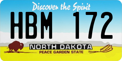 ND license plate HBM172