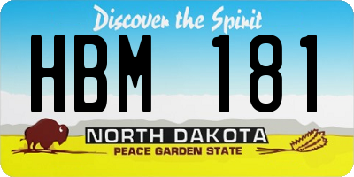 ND license plate HBM181