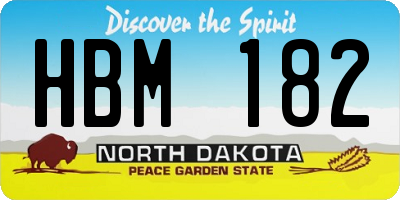 ND license plate HBM182