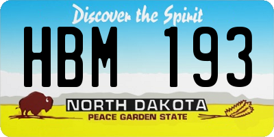 ND license plate HBM193