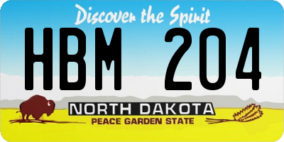 ND license plate HBM204