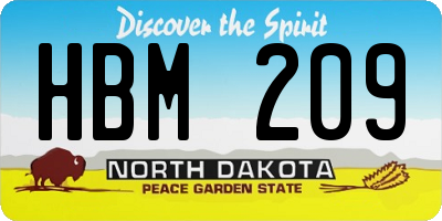 ND license plate HBM209