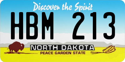 ND license plate HBM213