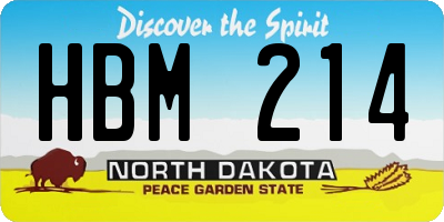 ND license plate HBM214
