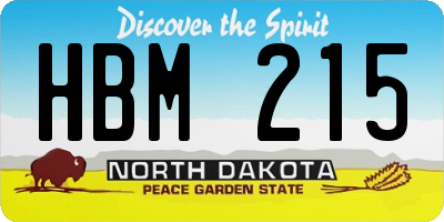 ND license plate HBM215