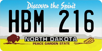 ND license plate HBM216