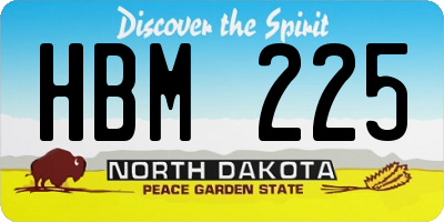 ND license plate HBM225