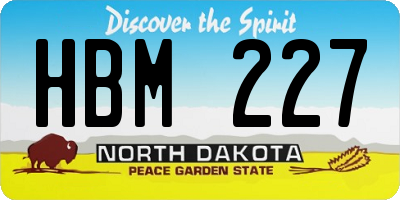ND license plate HBM227