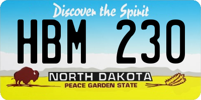 ND license plate HBM230