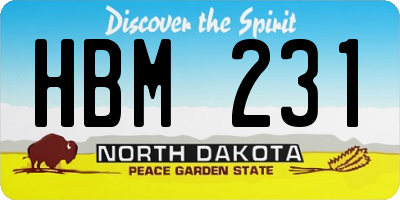 ND license plate HBM231