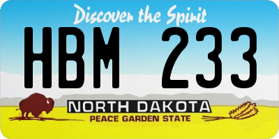 ND license plate HBM233