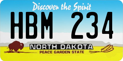 ND license plate HBM234