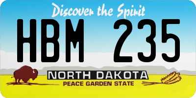 ND license plate HBM235