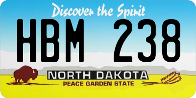 ND license plate HBM238