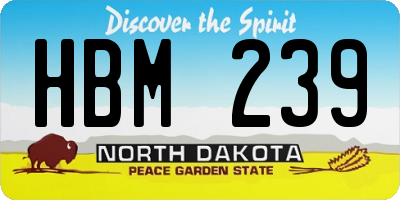 ND license plate HBM239