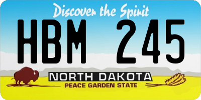 ND license plate HBM245