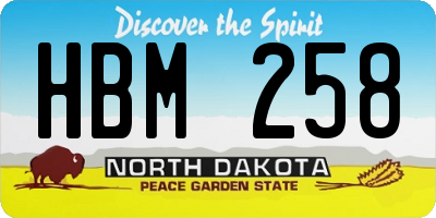 ND license plate HBM258