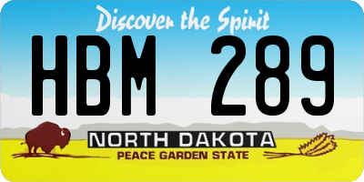 ND license plate HBM289