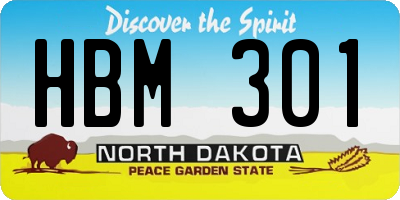 ND license plate HBM301