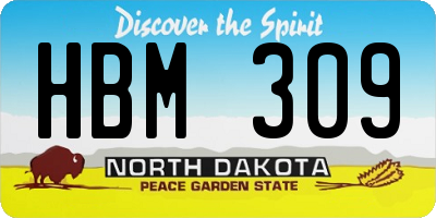 ND license plate HBM309