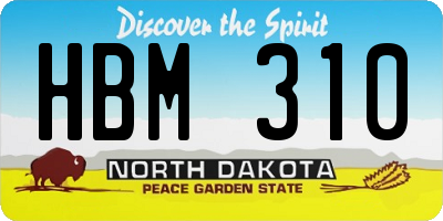 ND license plate HBM310
