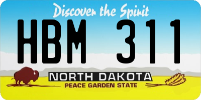 ND license plate HBM311