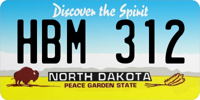 ND license plate HBM312