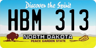 ND license plate HBM313