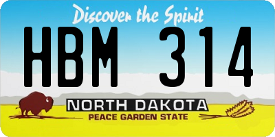 ND license plate HBM314