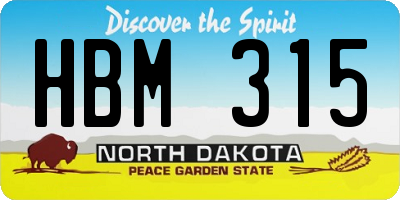 ND license plate HBM315