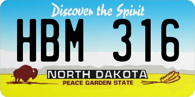 ND license plate HBM316