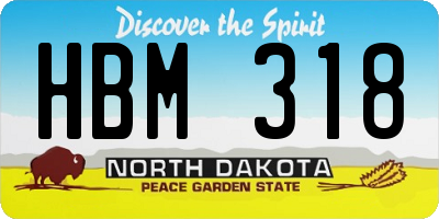 ND license plate HBM318