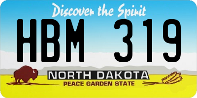 ND license plate HBM319