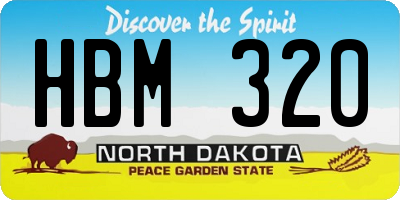 ND license plate HBM320