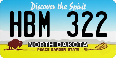 ND license plate HBM322