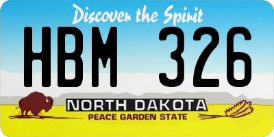 ND license plate HBM326