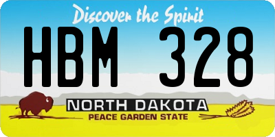 ND license plate HBM328