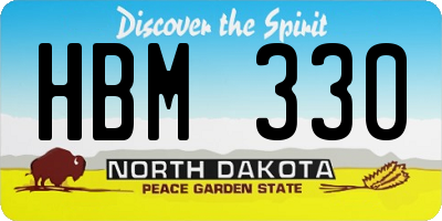 ND license plate HBM330