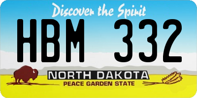 ND license plate HBM332