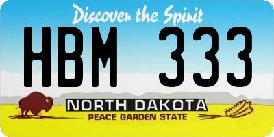 ND license plate HBM333