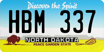 ND license plate HBM337