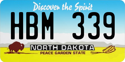 ND license plate HBM339