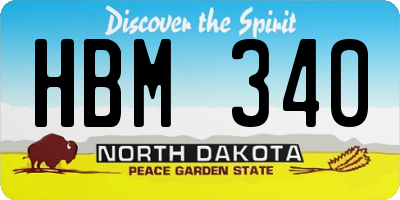 ND license plate HBM340