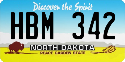 ND license plate HBM342