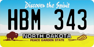 ND license plate HBM343