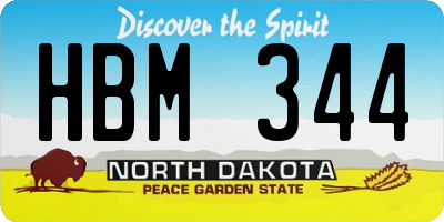 ND license plate HBM344