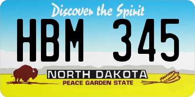 ND license plate HBM345