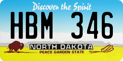 ND license plate HBM346