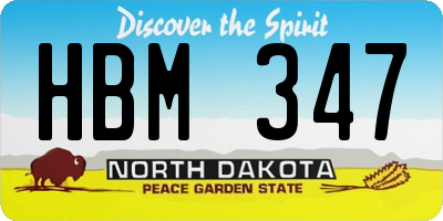 ND license plate HBM347