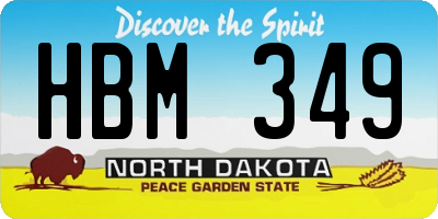 ND license plate HBM349